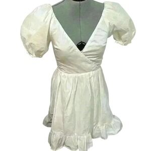 Alamour the label white bubble sleeve mini dress